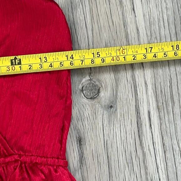NWT Tobi Red Satin Ruffle Mini Dress Adjustable Spaghetti Straps Size S Small - Picture 11 of 12